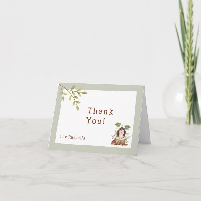 Woodland Animals Baby Shower Hedgehog Tack (Framsida)