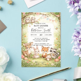 Woodland Animals Baby Shower Invitation Background