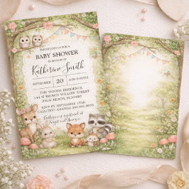 Woodland Animals Baby Shower Invitation Background Inbjudningar