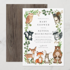 Woodland Animals Baby Shower Invitation Inbjudningar