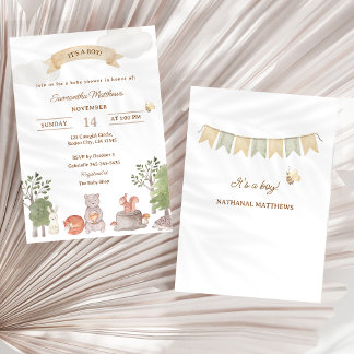 Woodland Animals Baby Shower Invitation Inbjudningar