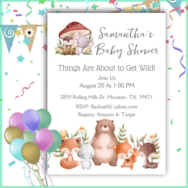 Woodland Animals Baby Shower Invitation Inbjudningar (Skapare uppladdad)