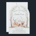Woodland Animals Baby Shower Invitation Inbjudningar<br><div class="desc">Celebrate your little one with this charming woodland animals baby shower invitation. This soft watercolor design features an adorable forest scene with a bear, deer, fox, and fawn gathered beneath delicate woodland trees. Gentle botanical details and a calming sage green background create a sweet and elegant nature-inspired theme perfect for...</div>