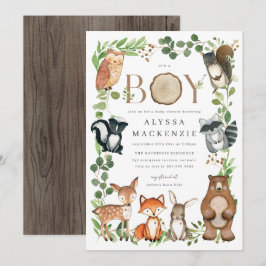 Woodland Animals Baby Shower Invitation Inbjudningar