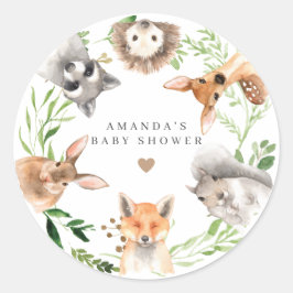 Woodland Animals Baby Shower Runt Klistermärke