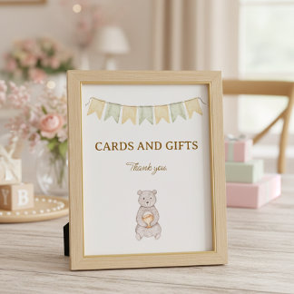Woodland Animals Baby Shower Tabletop Sign Poster