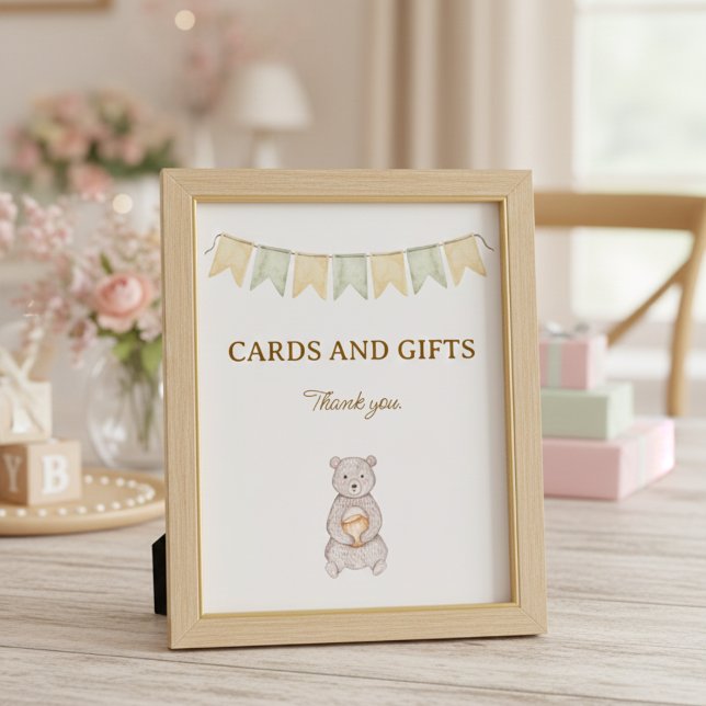 Woodland Animals Baby Shower Tabletop Sign Poster (Woodland Animals Tabletop Sign)