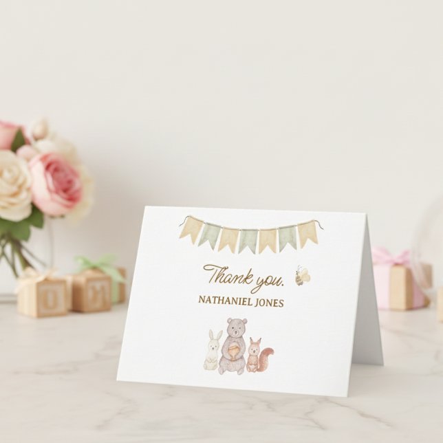 Woodland Animals Baby Shower Tack Kort (Woodland Animals Baby Shower Thank you card)
