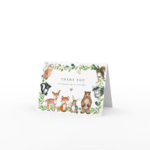 Woodland Animals Baby Shower Thank You Card