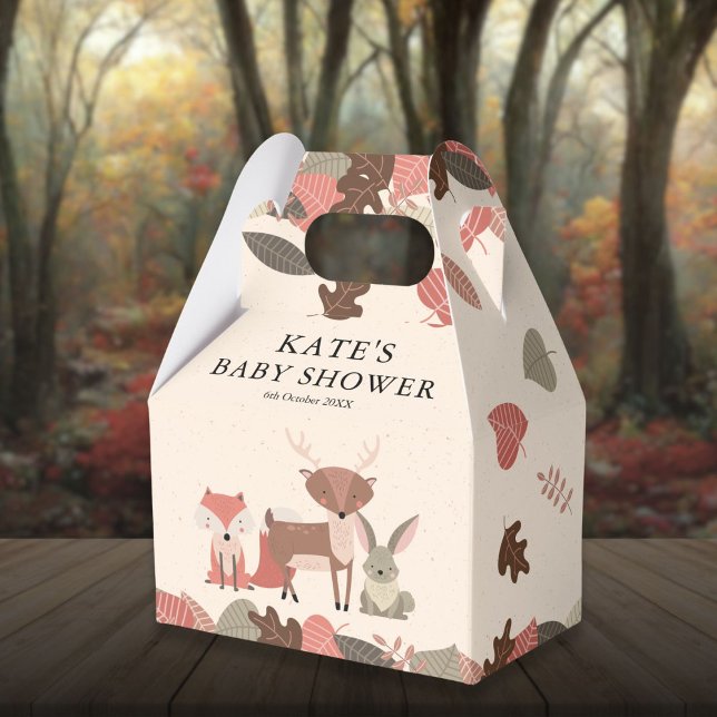 Woodland Animals Baby Shower Welcome Presentaskar (Woodland Animals Baby Shower Welcome Favor Boxes)