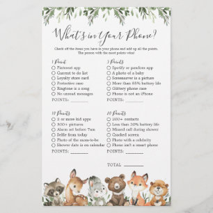 Woodland Animals Baby Shower What's in Your Mobil