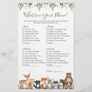 Woodland Animals Baby Shower What's in Your Mobil