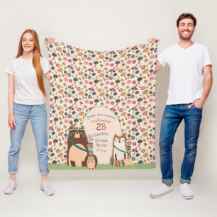 Woodland Animals BABY STATS Boy Room Decor Fleecefilt