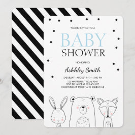 Woodland Animals Babydusch inbjudan Forest Boy Fox