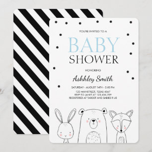 Woodland Animals Babydusch inbjudan Forest Boy Fox