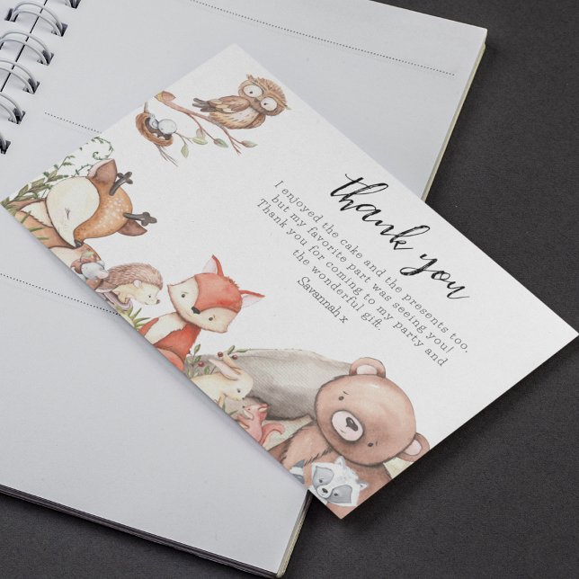 Woodland Animals Barns födelsedag Party Tack Kort (Skapare uppladdad)