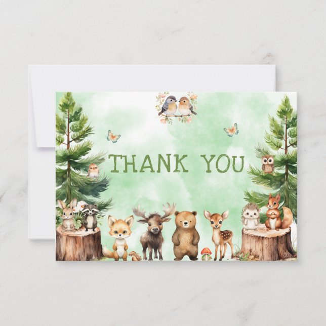 Woodland Animals berryblomma Baby Shower Tack (Framsida)