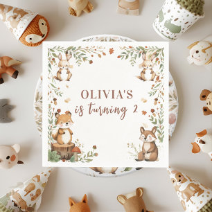 Woodland Animals Birthday Napkins Rustic Forest Pappersservett