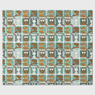 Woodland Animals Block Mönster Presentpapper