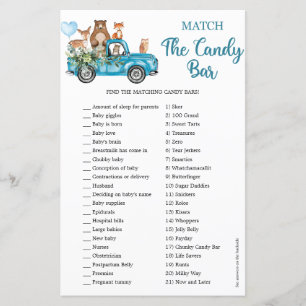 Woodland Animals Blue Lastbil Match the Candy Pub