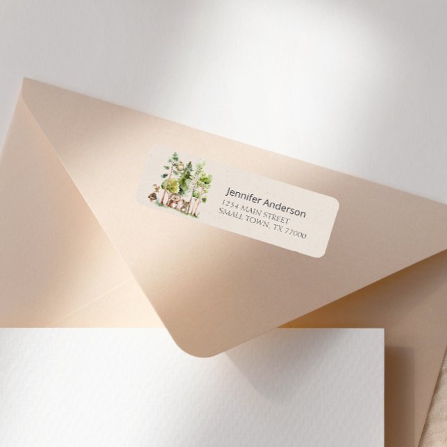 Woodland Animals Boho Baby Shower Adress Returadress Etikett (Skapare uppladdad)