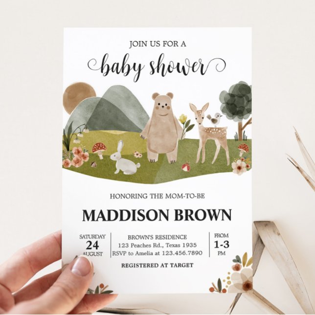 Woodland Animals Boho Baby Shower Inbjudningar (Gender Neutral Boho Baby Shower Invitation)