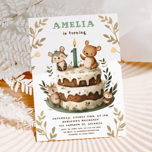Woodland Animals Boho Child's First Birthday Inbjudningar