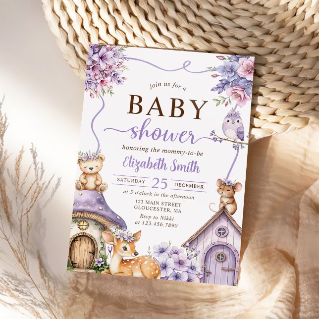 Woodland Animals Boho Girl Baby Shower  Inbjudningar (Skapare uppladdad)