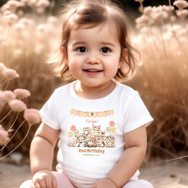 Woodland Animals Boho Namn Girl 2:a födelsedagen T Shirt