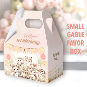 Woodland Animals Boho Pastel Girl 1st Birthday Presentaskar