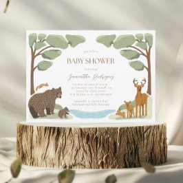 Woodland Animals Boy Baby Shower Inbjudningar