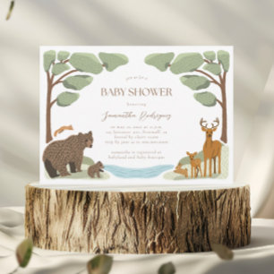 Woodland Animals Boy Baby Shower Inbjudningar