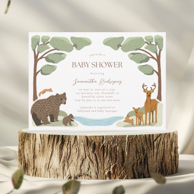 Woodland Animals Boy Baby Shower Inbjudningar (Skapare uppladdad)