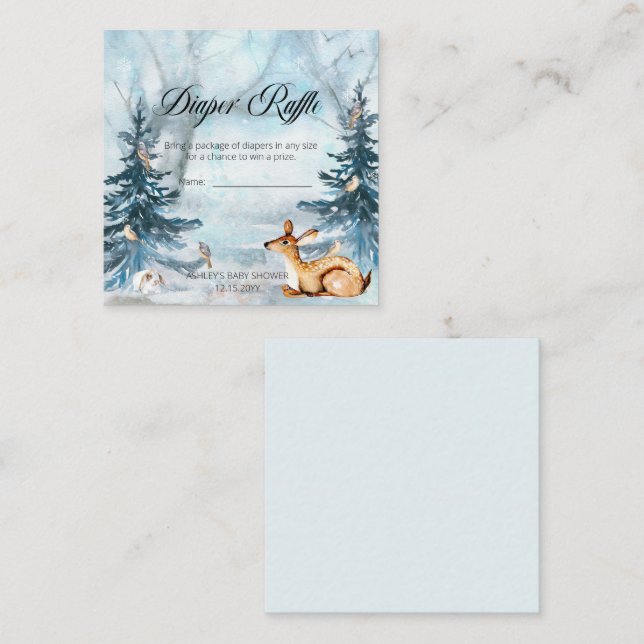 Woodland Animals Boy Baby Shower Raffle Tilläggskort (Fram/baksida)