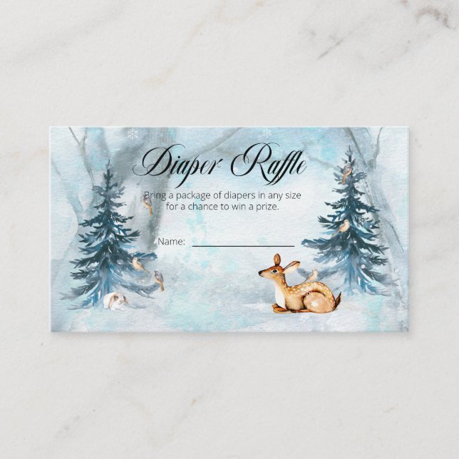 Woodland Animals Boy Shower Diaper Raffle Enc Tilläggskort (Framsida)