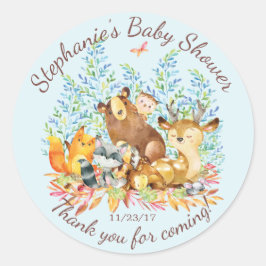 Woodland Animals Boys Baby Shower Favor Sticker Runt Klistermärke