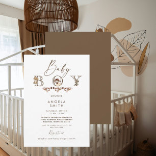 Woodland Animals Brown Cute Baby Shower Inbjudningar