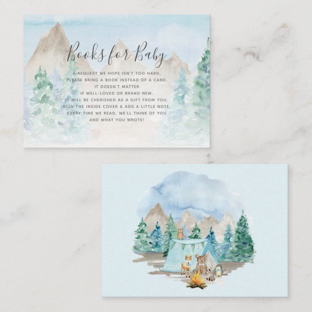 Woodland Animals Camping Books Boy Baby Enclosure Visitkort (Fram/baksida)