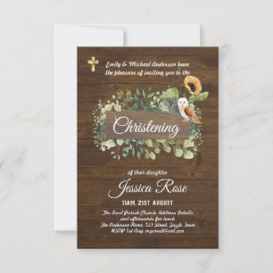 Woodland Animals Christening Inbjudan Baptism