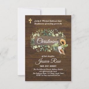 Woodland Animals Christening Inbjudan Baptism