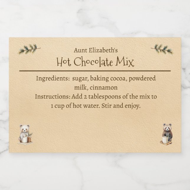 Woodland Animals Christmas Hot Chocolate Mix Mat Etiketter (Singel etikett)