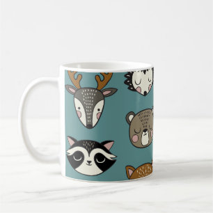 Woodland Animals Cute Vintage Mönster Kaffemugg