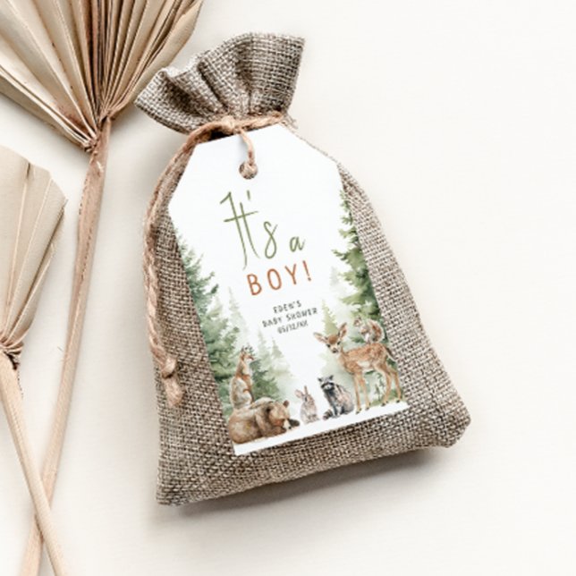 Woodland Animals Det är en Boy Baby Shower Tack Presentetikett (Skapare uppladdad)