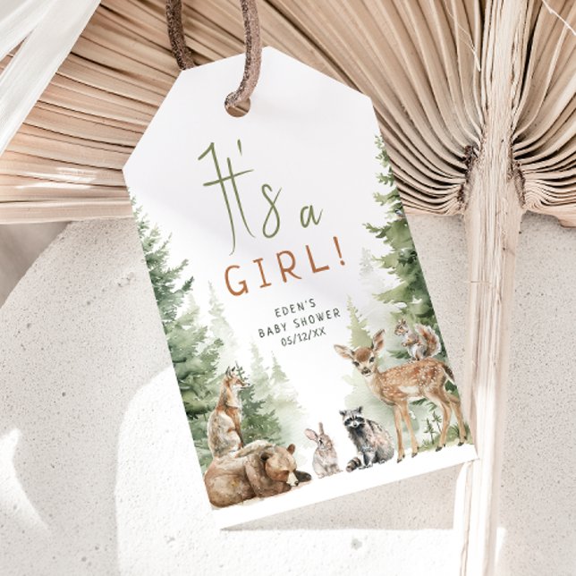 Woodland Animals Det är en Tack för babyskor Presentetikett (Skapare uppladdad)