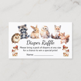 woodland animals diaper raffle baby shower  tilläggskort