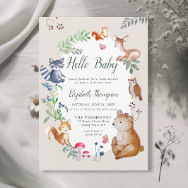 Woodland Animals Enchanted Wildblomma Baby Shower Inbjudningar