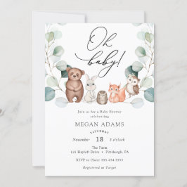 Woodland Animals Eucalyptus Baby Shower-inbjudan Inbjudningar
