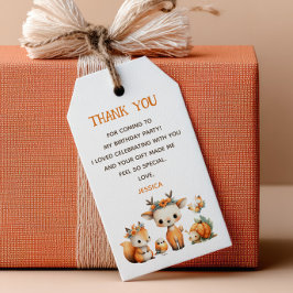 Woodland Animals Fall Kids' Birthday Thank You Presentetikett