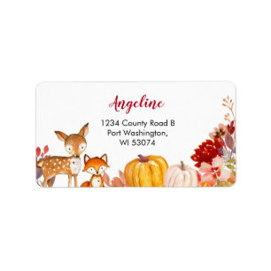 Woodland Animals Friends Pumpkin Address Label Adressetikett