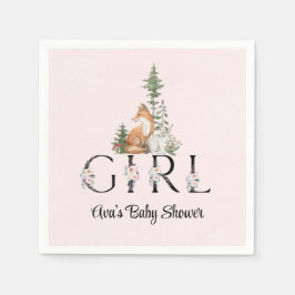 Woodland Animals Girl Baby Shower Pappersservett